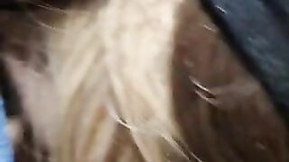 Парень в форме студентки сосет член мужика